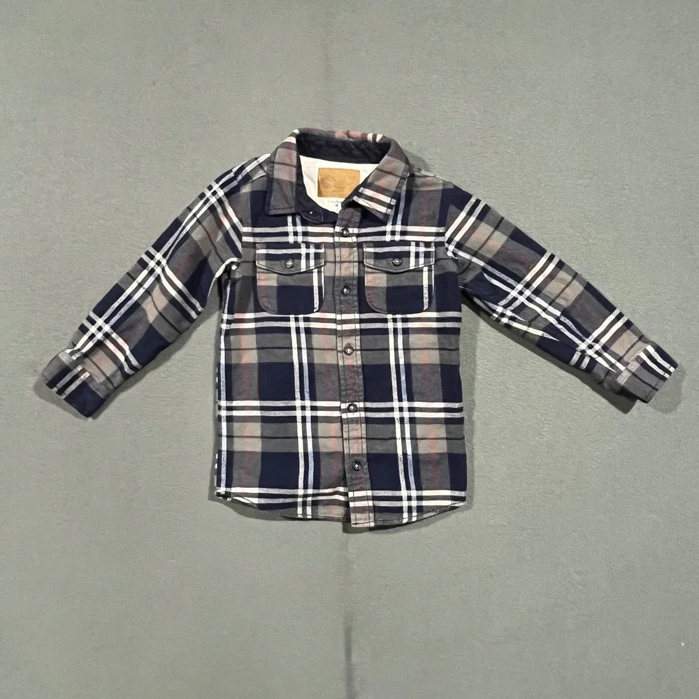 OshKosh B'gosh Work Is Play Boys 6 Plaid Flannel Shirt Long Sleeve‎ Button Up